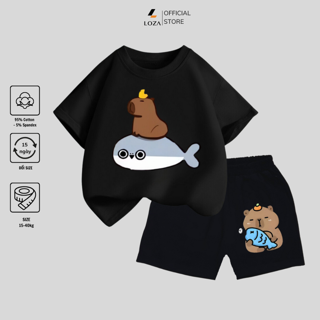 Bộ đồ bé trai in hình Capybara cưỡi cá heo - Loza Kids SB107_thumbnail_4