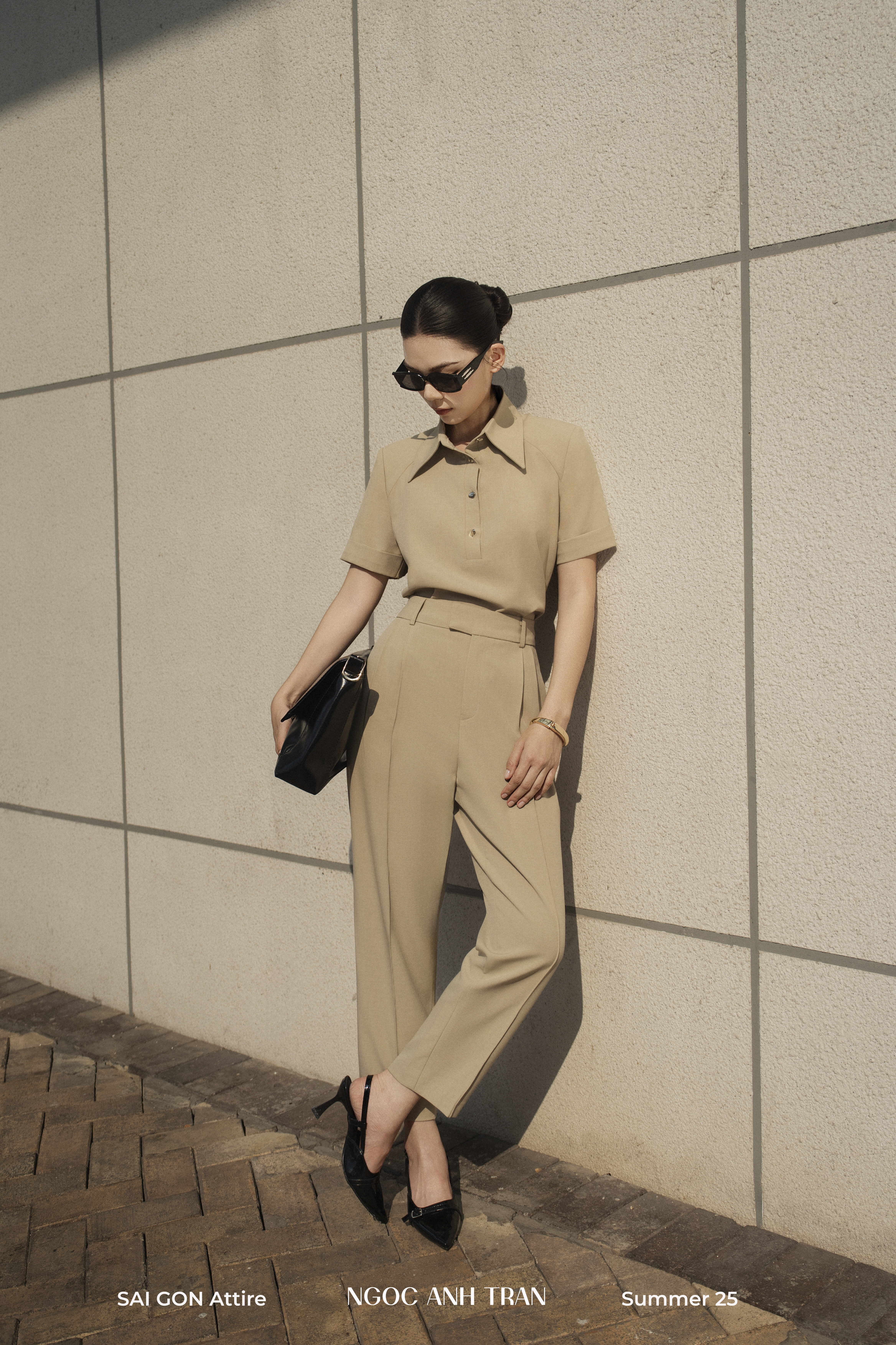 Set A175 - Set áo kiểu linen cổ bẻ kèm quần