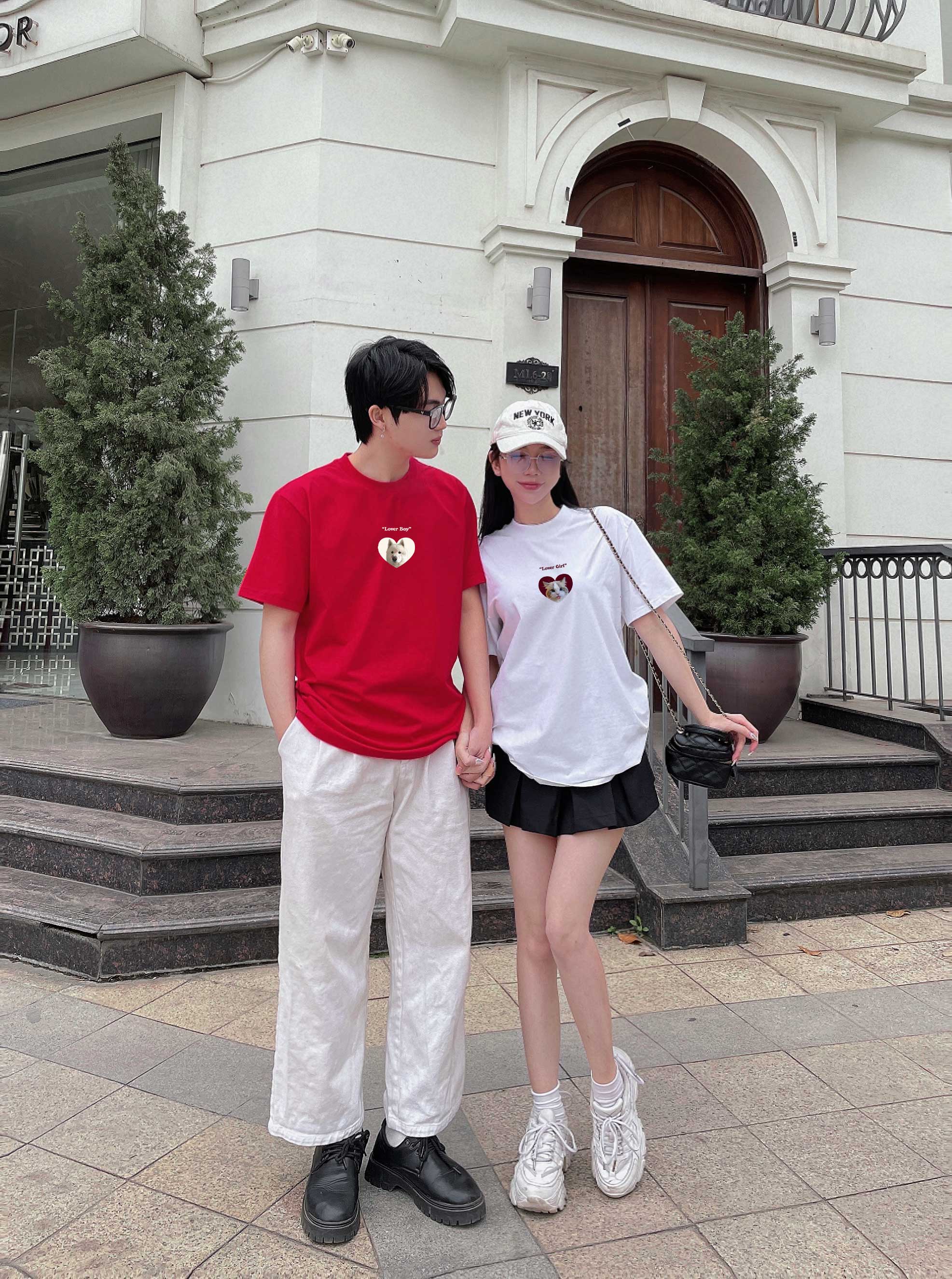 Áo thun cặp nam nữ LOVER form rộng 1956 Miucho cổ tròn vải 4c cotton 220gsm thoáng mát in mix_thumbnail_2