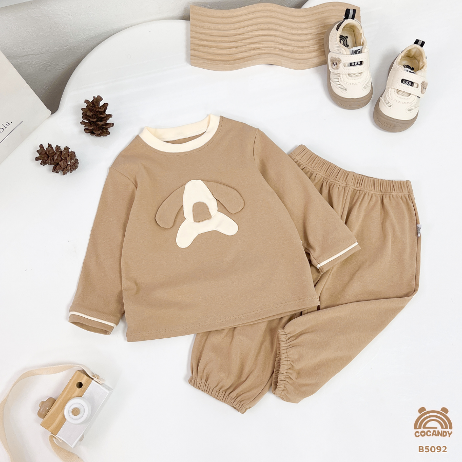 Bộ dài NÂU NHẠT họa tiết cún nâu