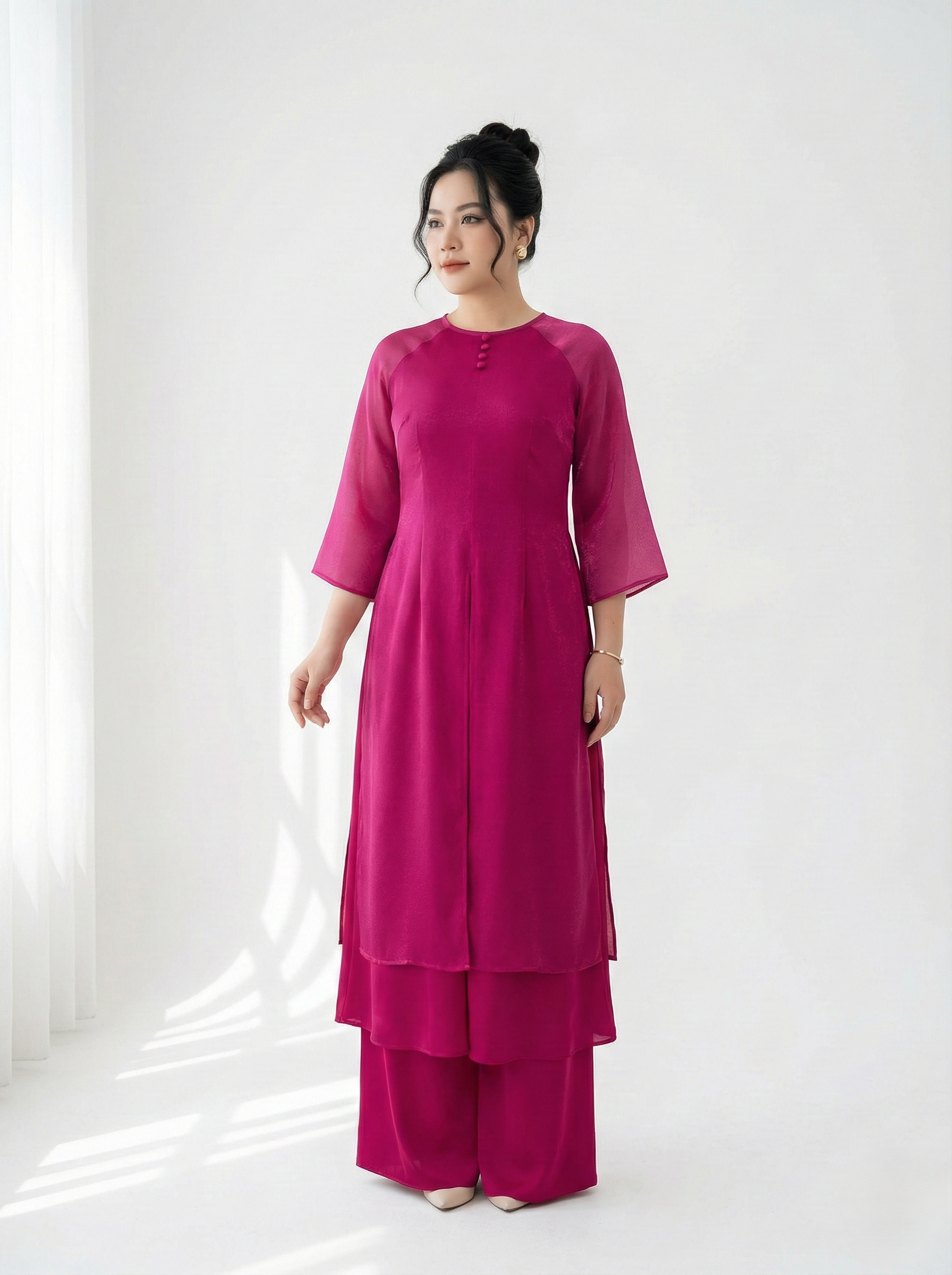 BIGSIZE NỮ- Áo dài xẻ tà giữa V-AD022