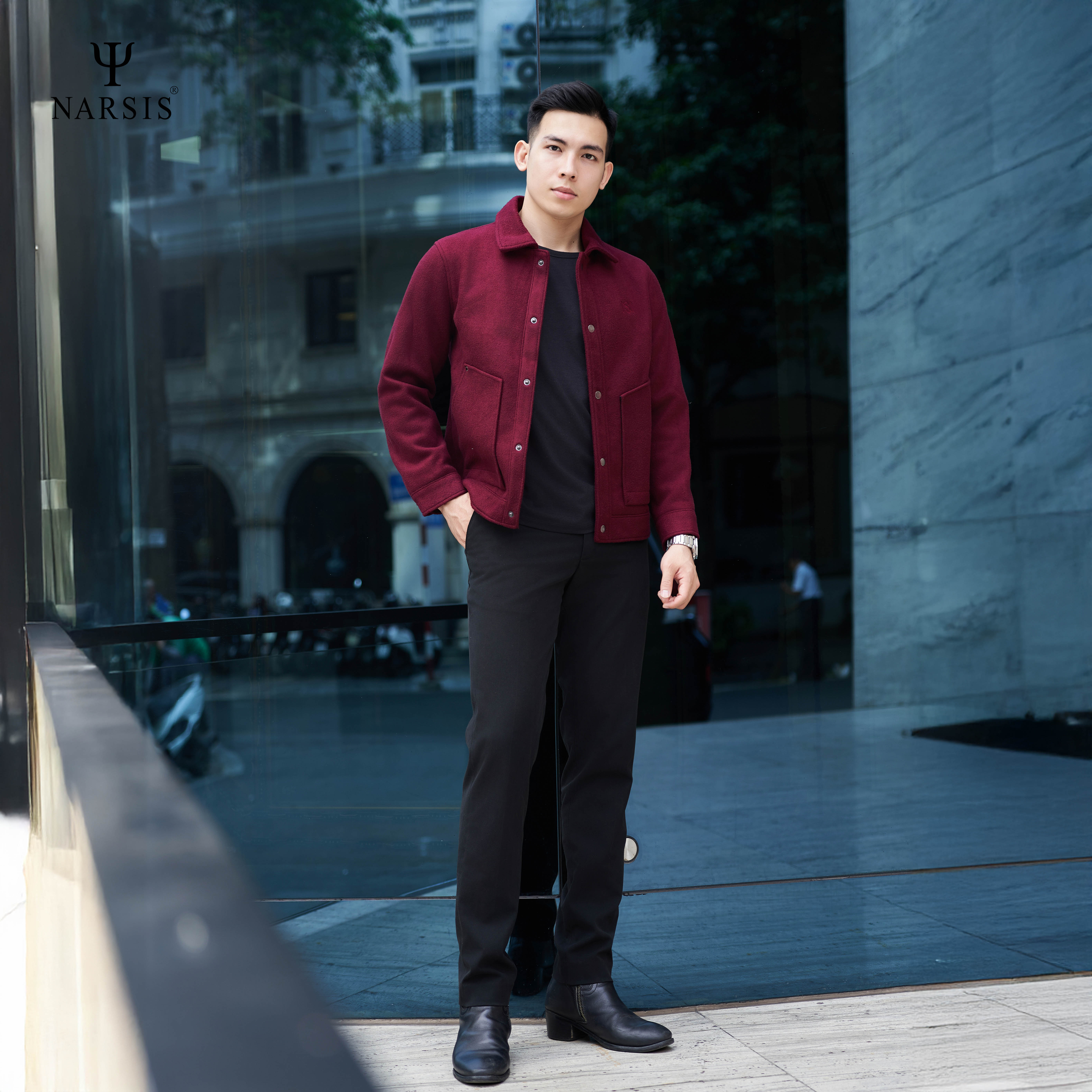 Áo khoác dạ nam Narsis D24005 thiết kế cổ điển, chất liệu cao cấp, dễ phối đồ._thumbnail_2