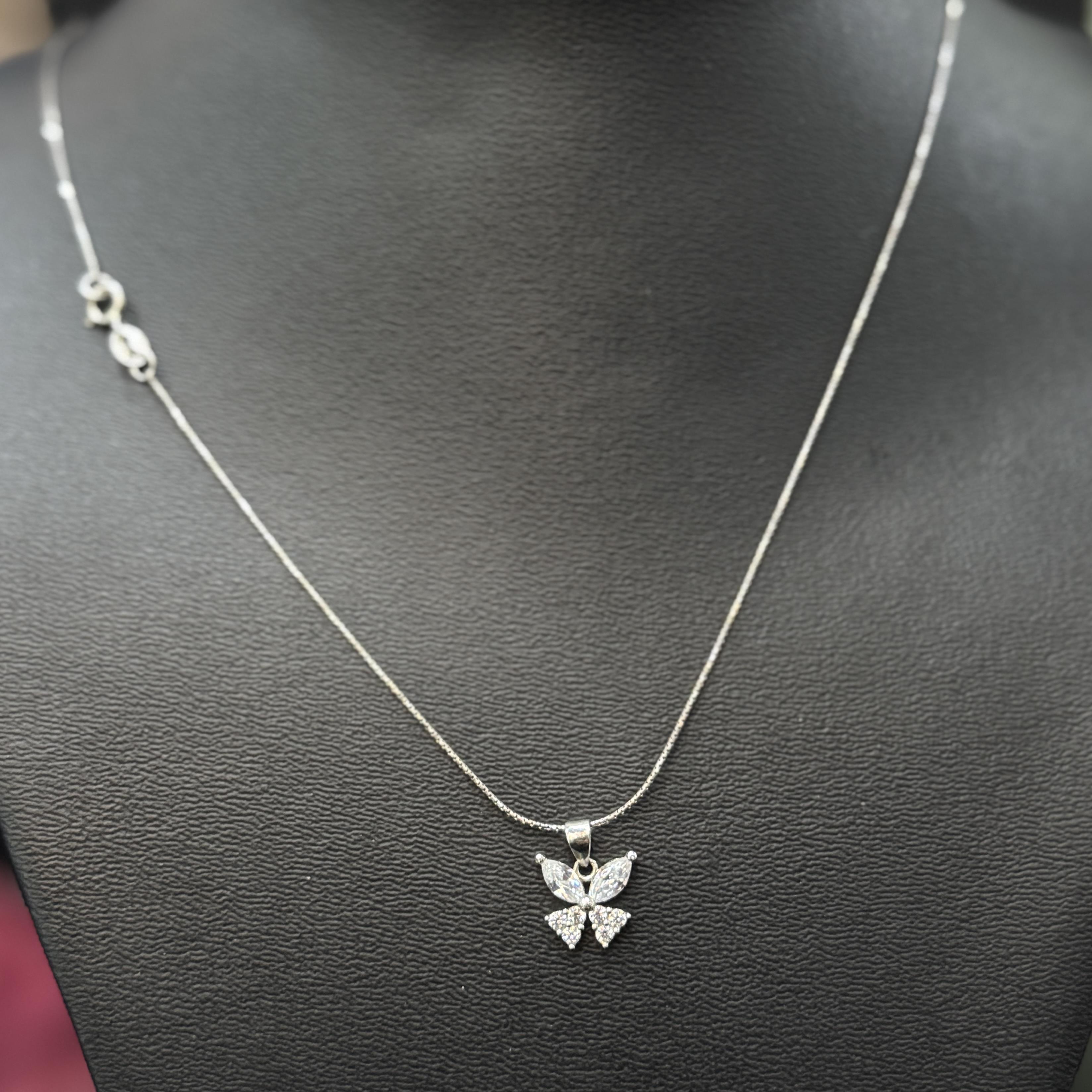 vòng cổ bạc 925 con bướm kim cương bốn cánh bay bay dây mì_thumbnail_3