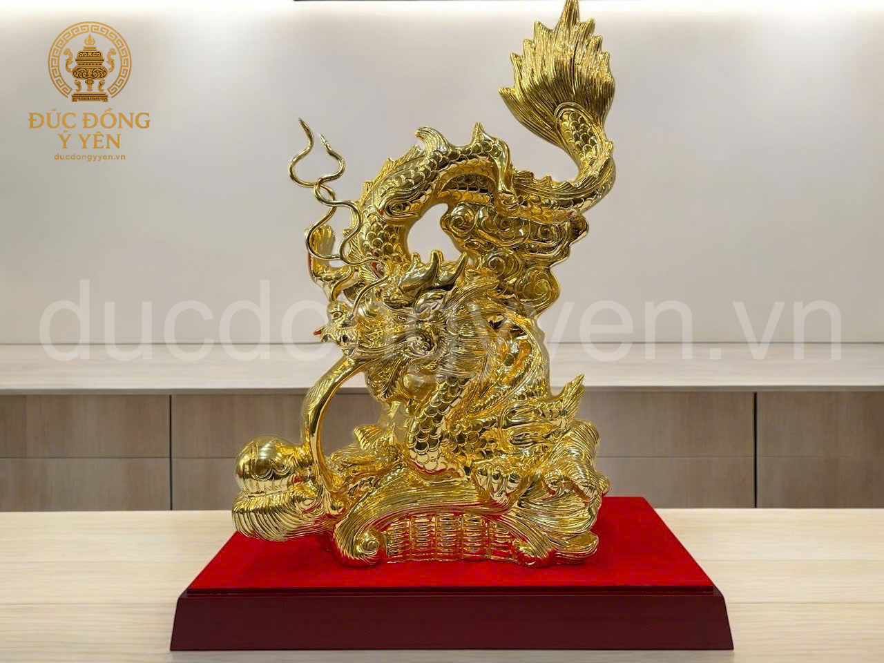 Tượng rồng phong thủy thiếp vàng  9999
