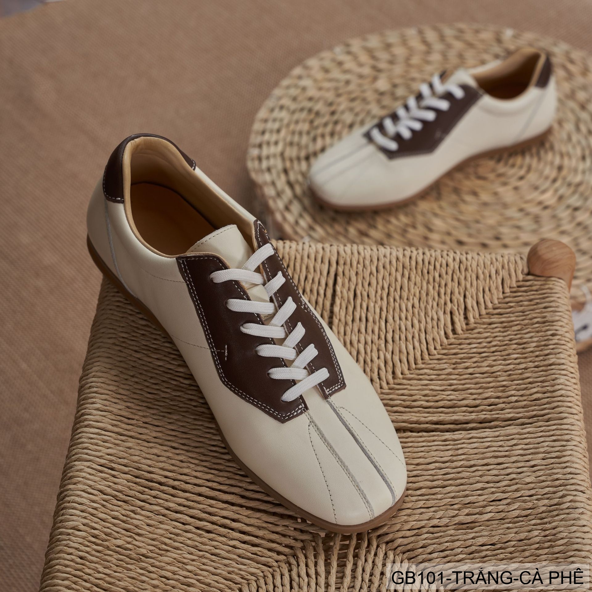 GB101 - Giày thể thao nam phối màu trắng đen và trắng cà phê, đế cao su êm chân, phong cách casual_thumbnail_10