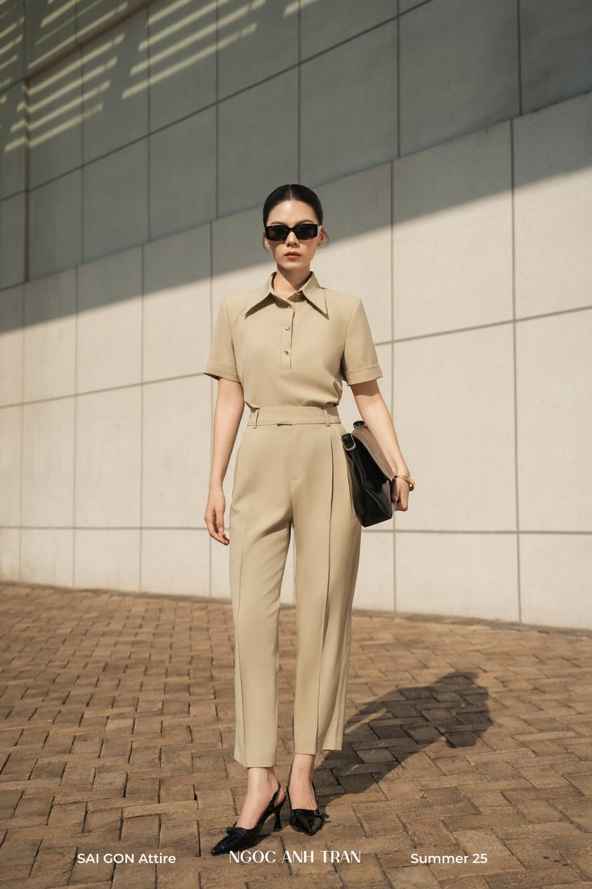 Set A175 - Set áo kiểu linen cổ bẻ kèm quần