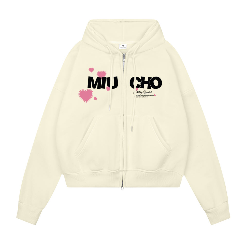 Áo hoodie zip local brand form boxy HXD1565 Miucho vải nỉ bông dày dặn khóa kéo mũ rộng in mix_thumbnail_2