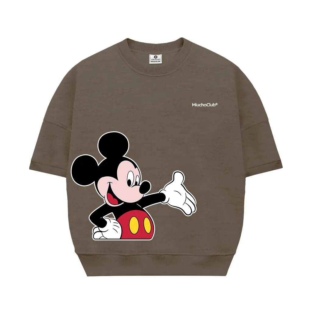 Áo sweater boxy nữ tay ngắn hình chuột mickey 2600 Miucho vải nỉ 2 da thoáng mát tay ngắn cổ tròn in mix_thumbnail_10