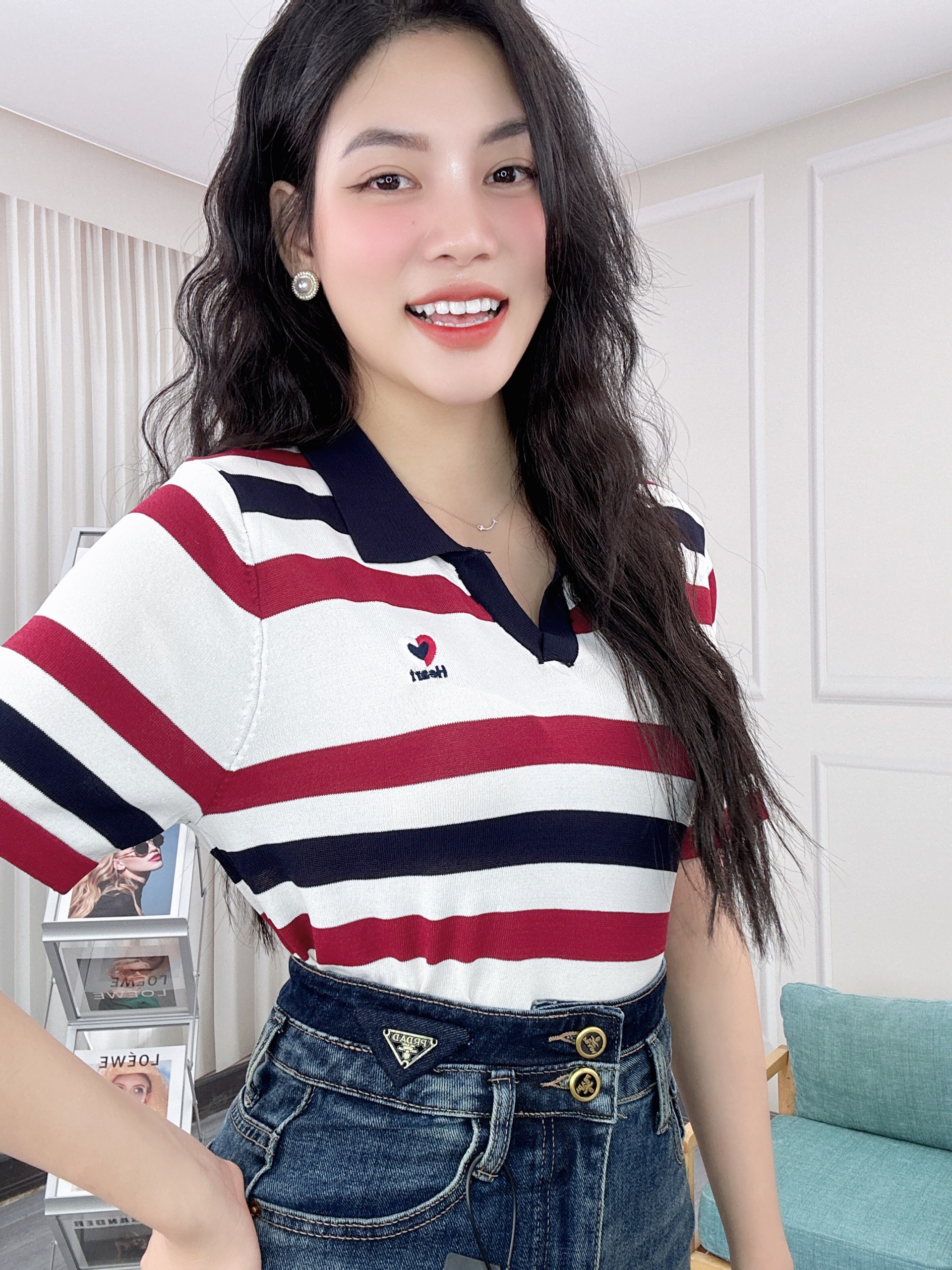 Áo Len Polo Kẻ Ngang To Trẻ Trung, Năng Động 