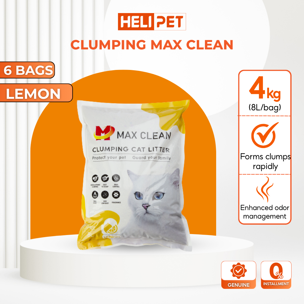 Max Clean Clay Cat Litter - Lemon Scent - Super Clumping, Low Dust