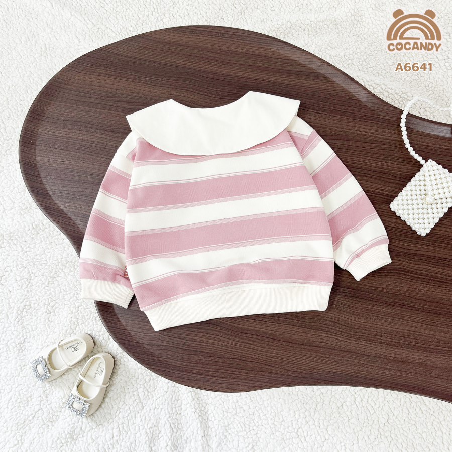 Áo dài kẻ HỒNG BE cổ sen_thumbnail_2