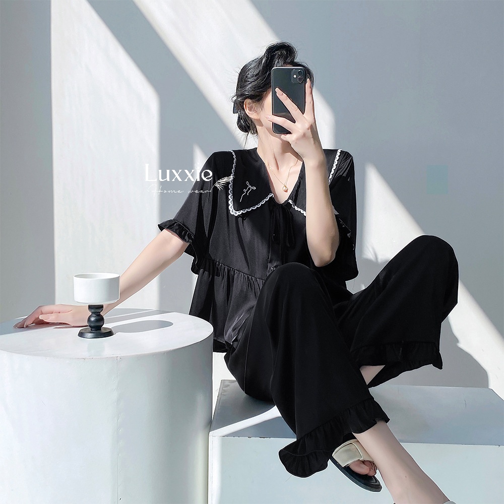 N89B Pijama lụa dáng babydoll cộc tay