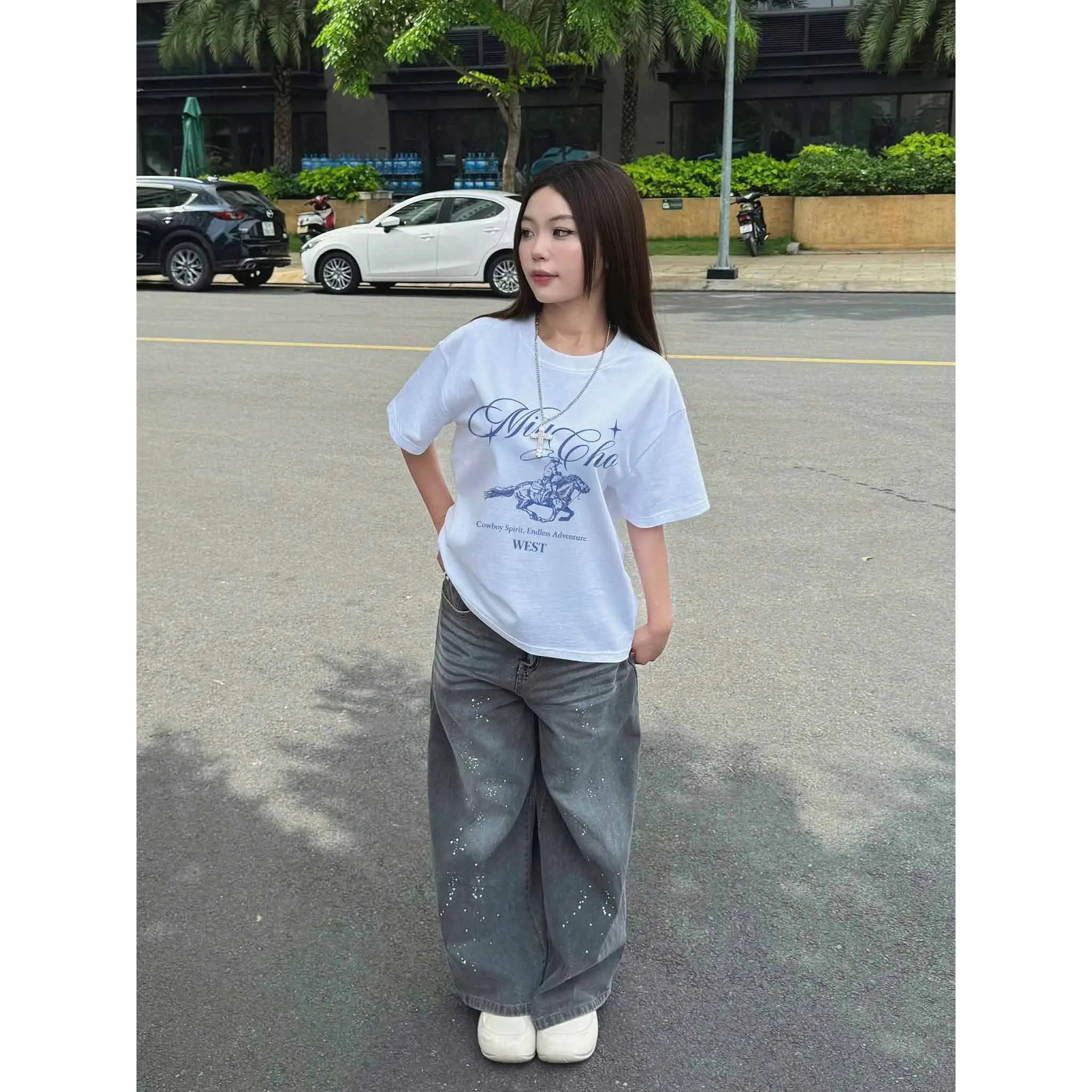 Áo thun nam form boxy thiết kế cổ điển 2543 Miucho Club vải cotton thoáng mát mặc thoải mái cả ngày_thumbnail_3