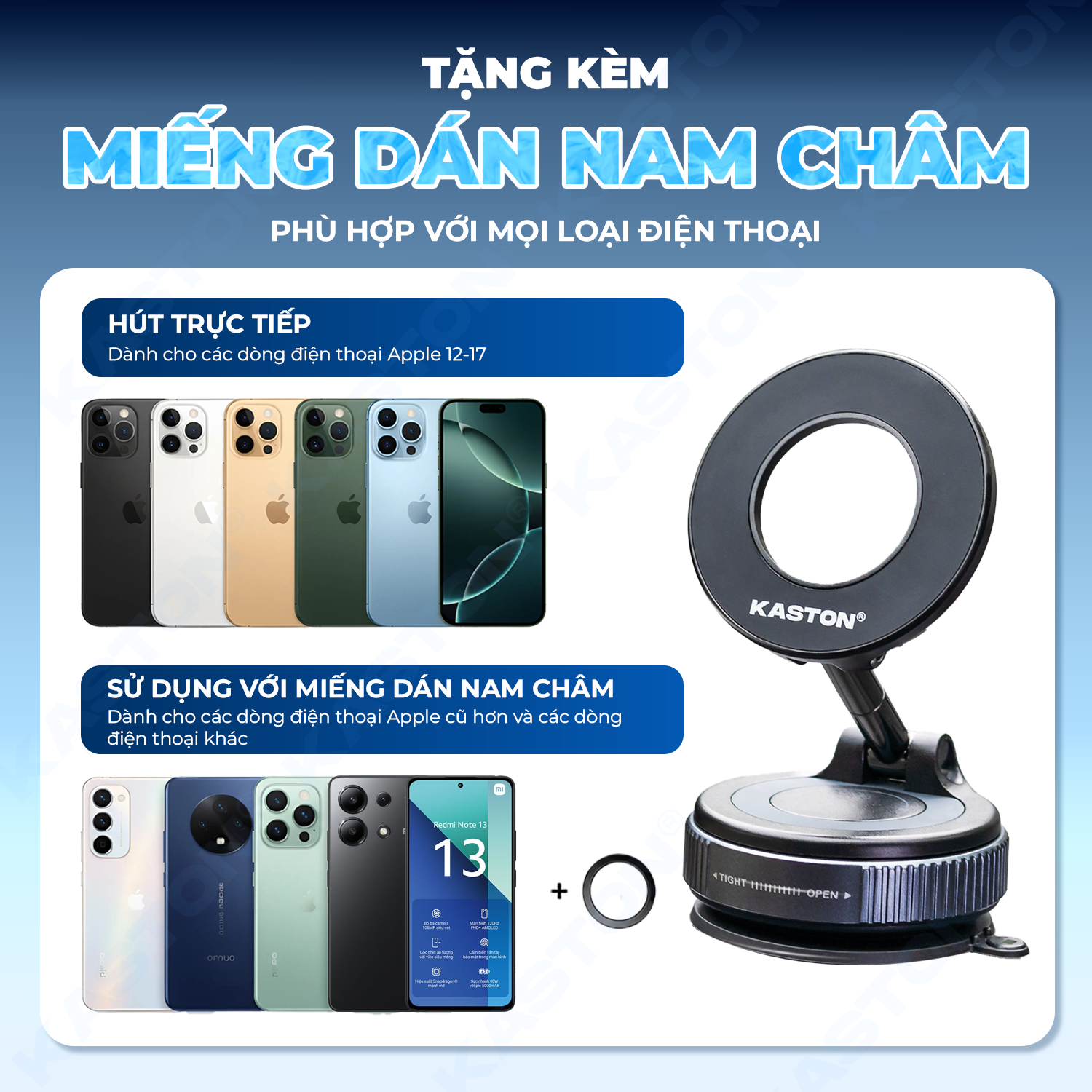 [New] Giá đỡ điện thoại ô tô Kaston - K009 - Keo nano siêu bám - Từ tính hít chân không, xoay 360° gấp gọn đa năng_thumbnail_9
