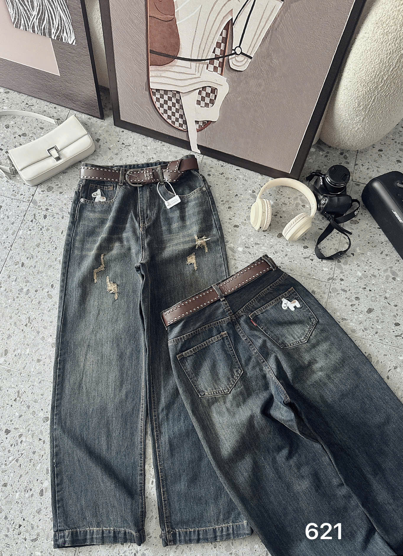 BIGSIZE - Quần jean suông thêu ngựa cho nàng béo từ 55 tới 90kg T-QJ621_thumbnail_5