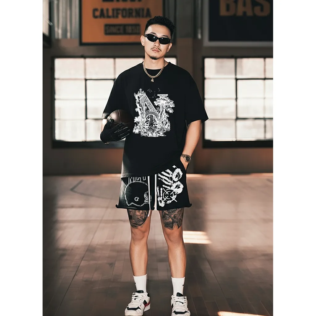 Áo thun form rộng Miucho Iconic vải cotton dày dặn thoáng mát tay ngắn cổ tròn in chữ cái N 2759_thumbnail_7