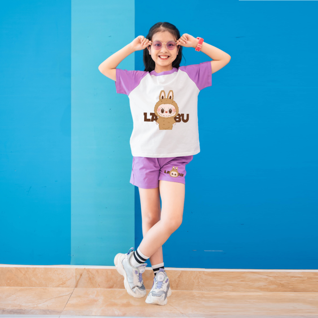 Đồ bộ bé gái phối màu in hình Labubu - Loza Kids FB105_thumbnail_3
