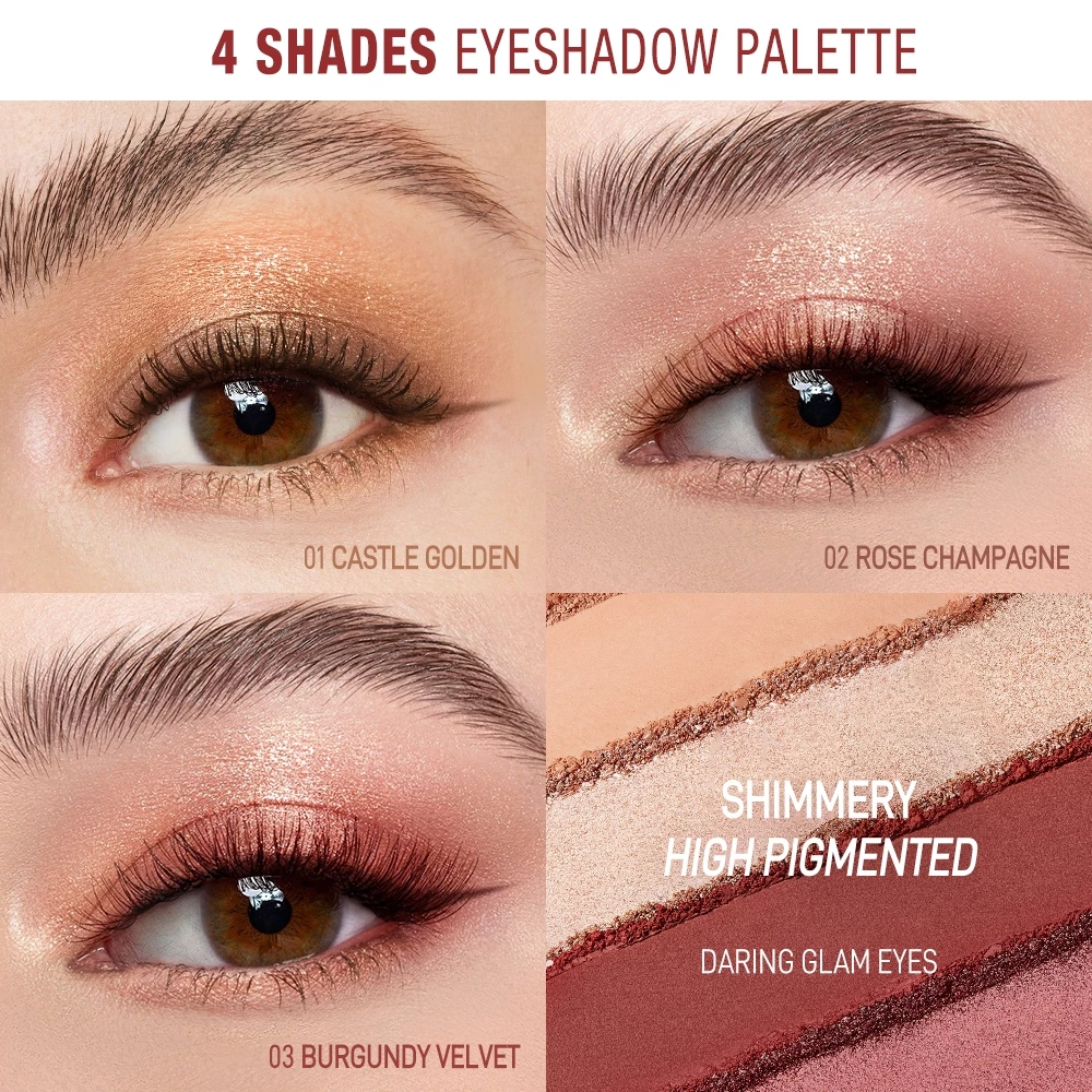 O.TWO.O Eyeshadow Palette Luxurious Dazzling 4 Colors Highly Pigmented Shimmer Matte Long-lasting Eye Makeup_thumbnail_2