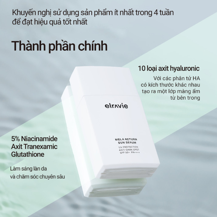 Serum Chống Nắng Giảm Nhăn, Giảm Thâm Nám & Giúp Sáng Da Elravie Mela Return Sun Serum 50ml_thumbnail_5