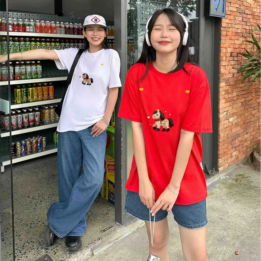 Áo thun Tết Bính Ngọ nam nữ form rộng dễ thương Miucho vải thoáng mát tôn dáng_thumbnail_4