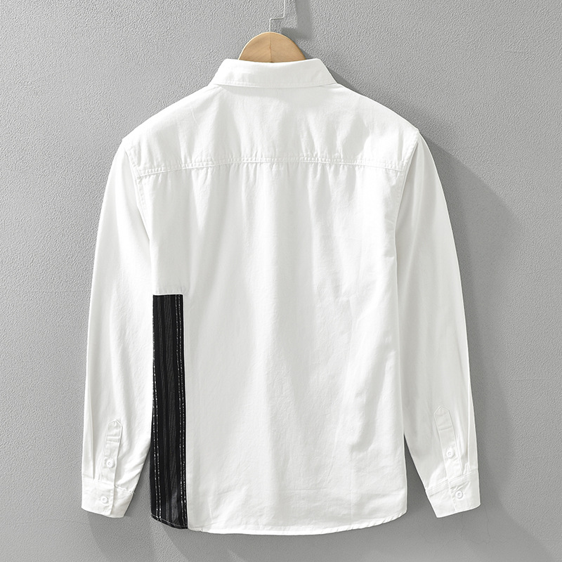 Áo Sơ Mi Dài Tay Chắp Vá Nhật Bản Nam – Phong Cách Retro Nghệ Thuật, Dáng Rộng Thời Trang_thumbnail_6