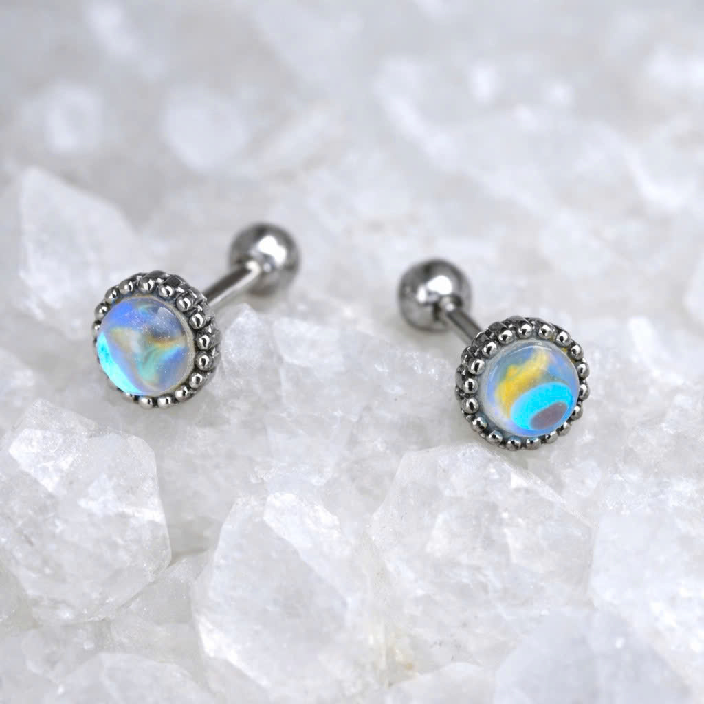 khuyên kiểu đá moonstone 7 màu bi