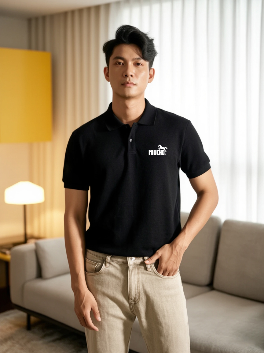 Áo polo nam trẻ trung form vừa 2263 Miucho Iconic vải cá sấu polyester co giãn thoáng mát in mix_thumbnail_3