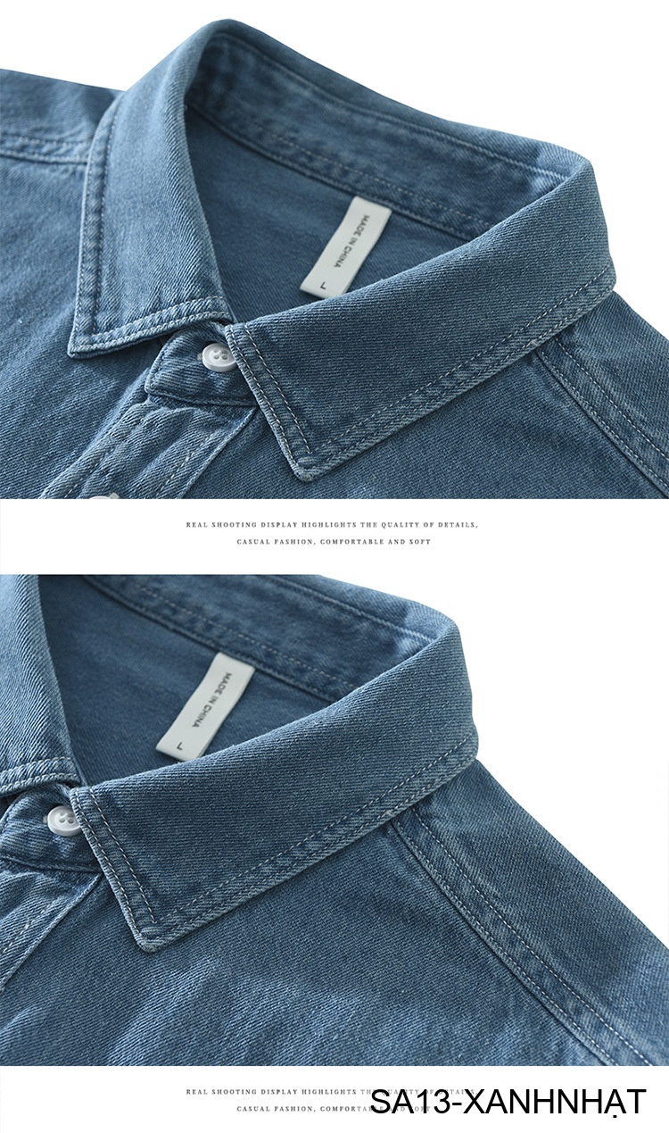 SA13 - Áo sơ mi nam dài tay phong cách Nhật, chất cotton mềm, form rộng thoải mái, 3 màu xanh nhạt/xanh đậm/đen_thumbnail_6