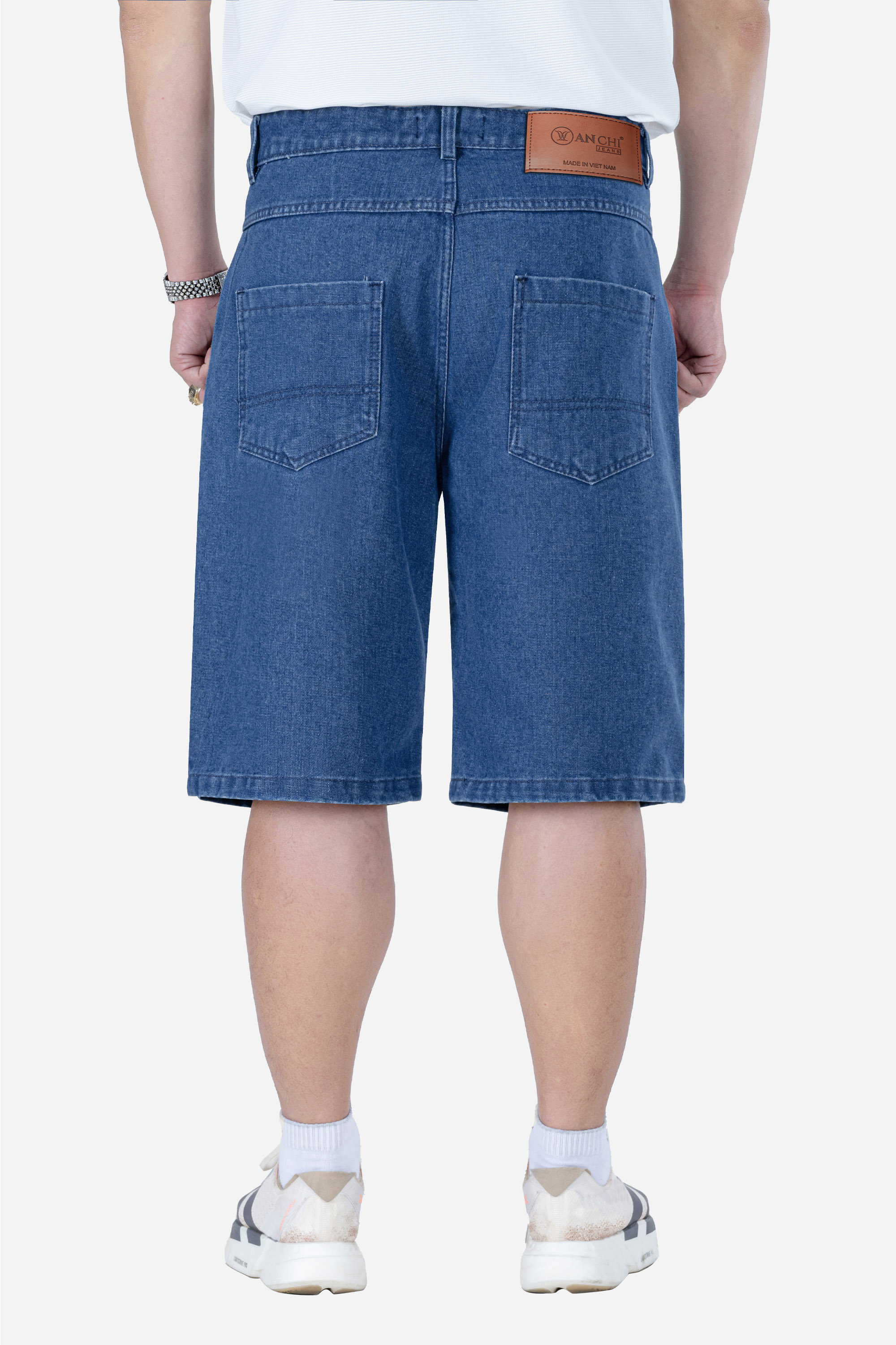 Quần Soọc Jeans 1 Li Nam Trung Niên ANCHI Chất Liệu Cafe Dáng Suông Túi Chéo Màu Xanh Nhạt_thumbnail_5