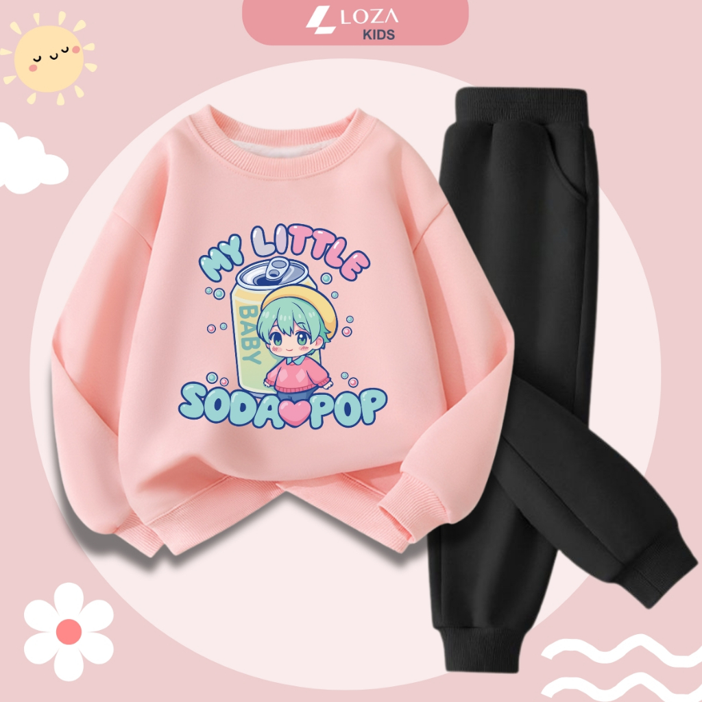 Set bộ nỉ bé trai, bé gái in hình SODA POP - Loza Kids BI547
