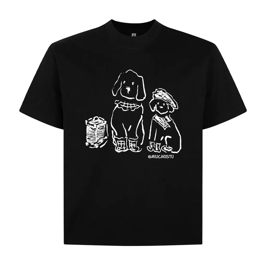 Áo thun boxy unisex hình cún 2657 Miucho vải cotton co giãn 2c thoáng mát tay ngắn cổ tròn in mix