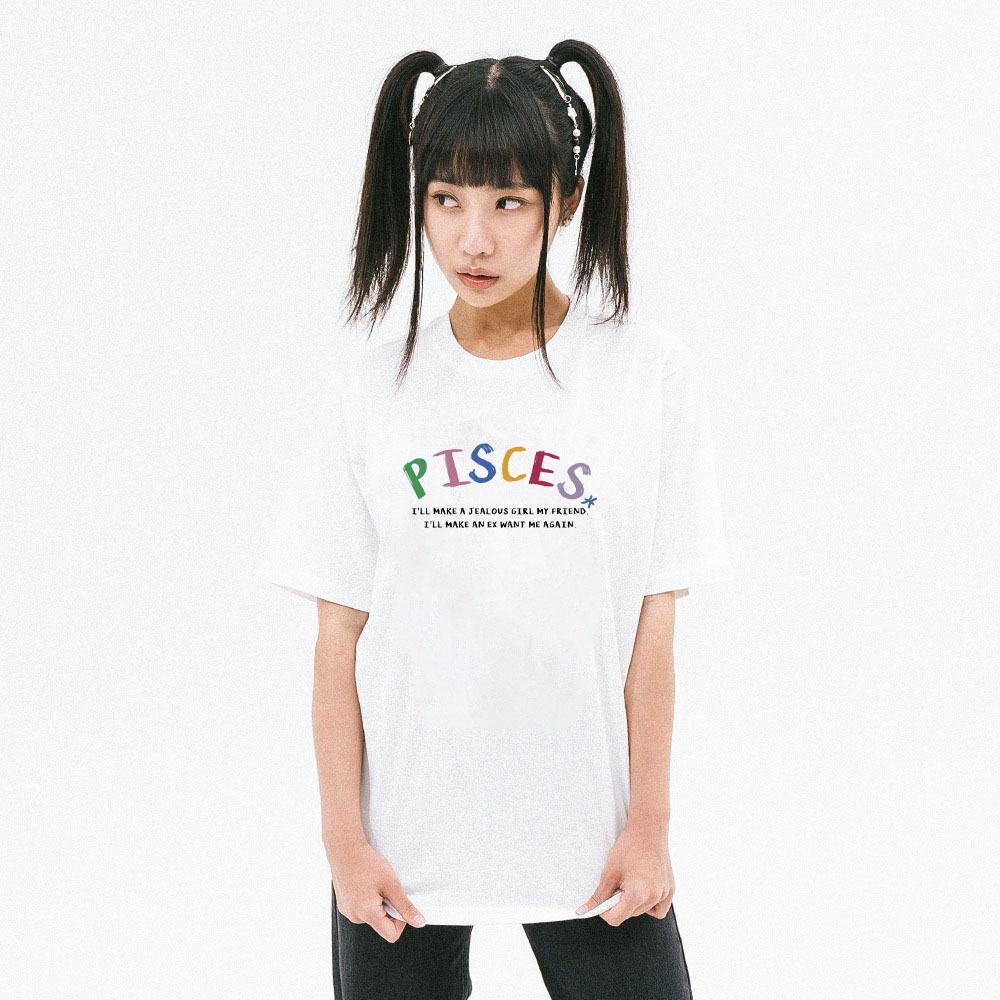 Áo thun nữ form rộng ATD371 cung hoàng đạo Song Ngư PISCES Miucho cotton cổ tròn in typography_thumbnail_4