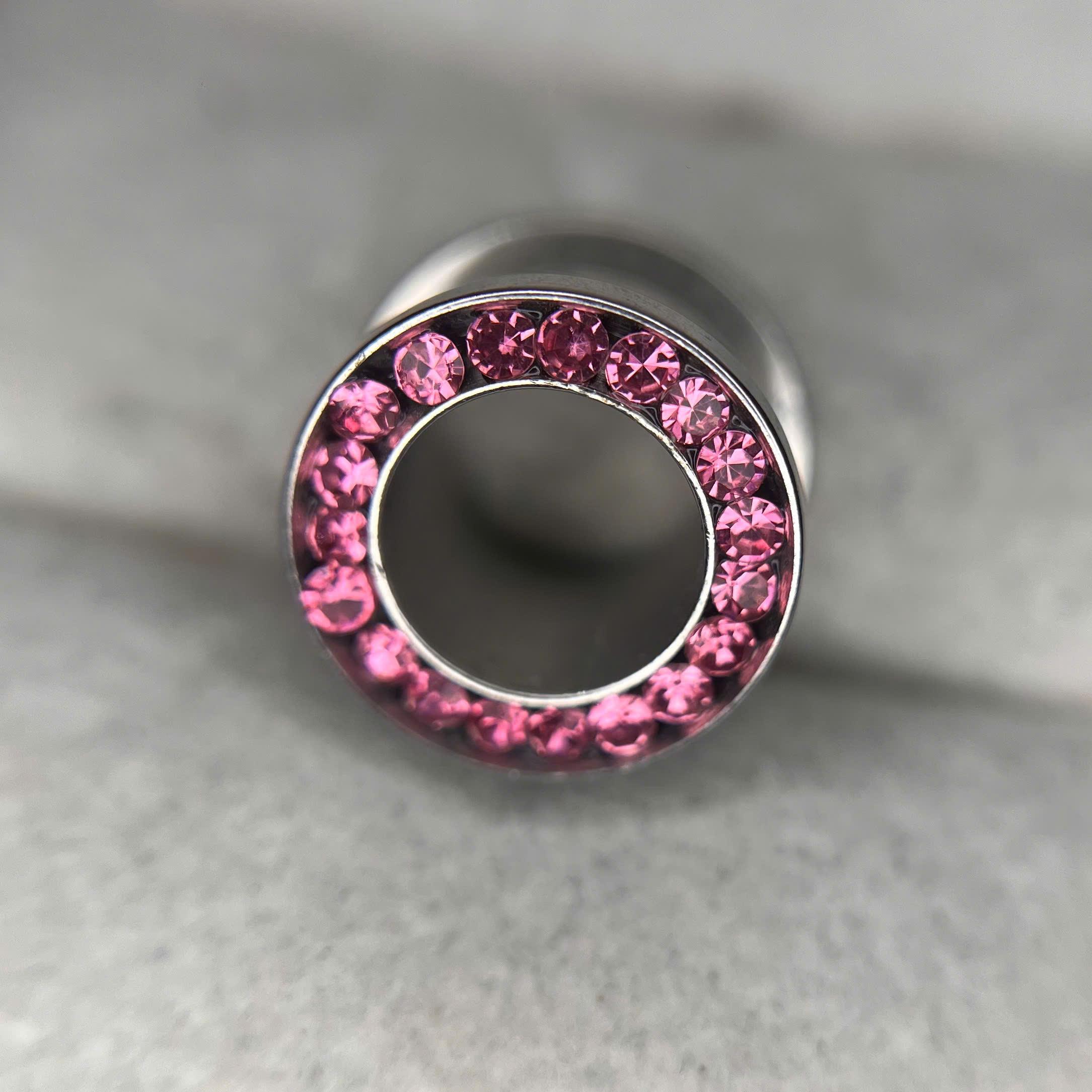 Khuyên nong thép kim cương hồng size 10.