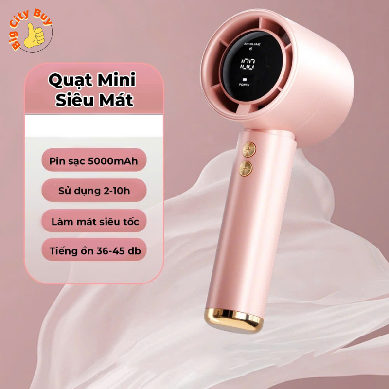 [RẺ VÔ ĐỊCH] Quạt mini cầm tay M2 5000mAh di động màn hình hiển thị pin có thể sạc gió mạnh 100 tốc độ turbo phản lực_thumbnail_3