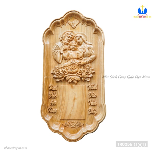 Đốc lịch gỗ Gia Đình Thánh Gia gỗ sồi 75x35x4cm
