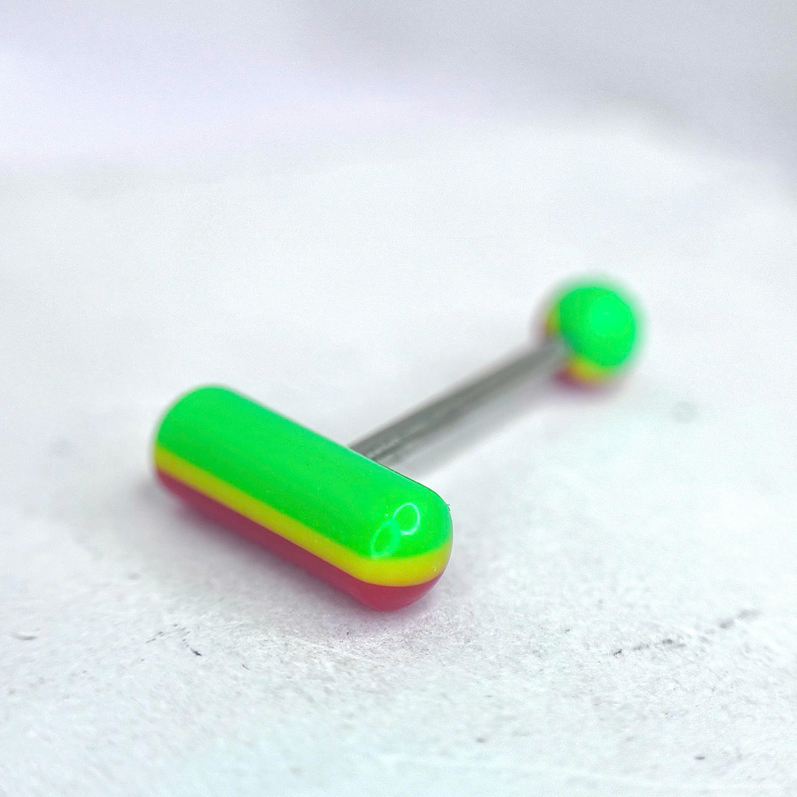 khuyên lưỡi 3 màu xanh lá, vàng, đỏ