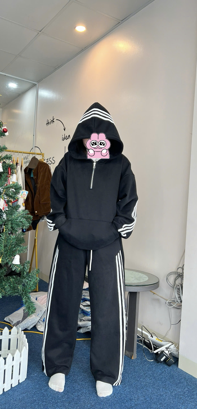 Set nỉ nhung sọc vàng