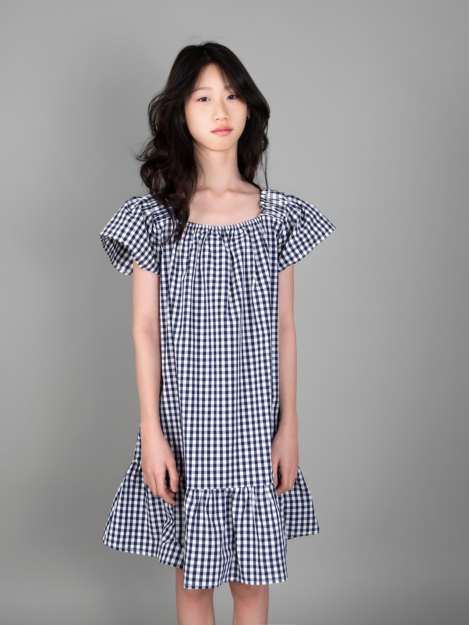 Váy kẻ caro xám trắng chun vai_thumbnail_3