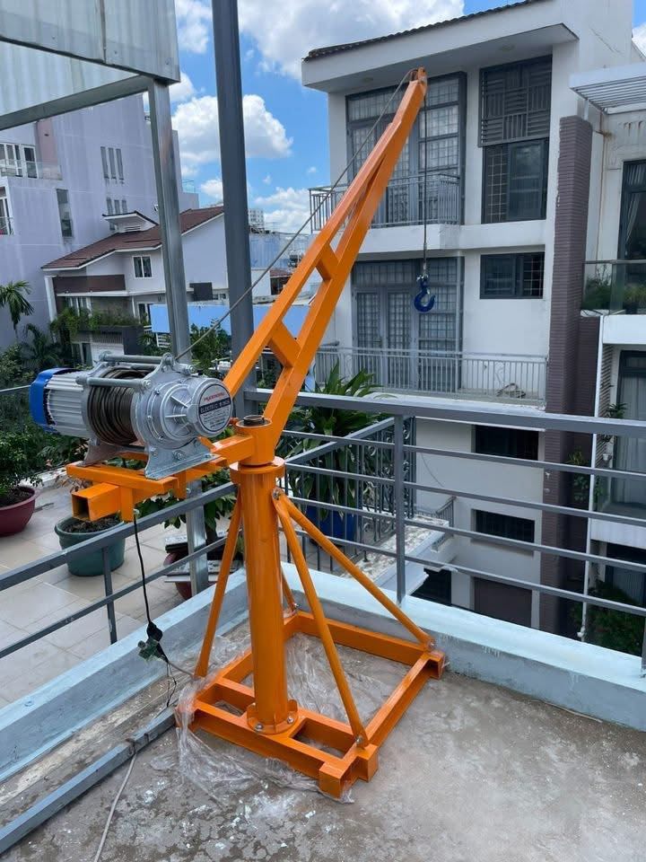 Khung cẩu xoay 360 độ, Tải trọng 500kg, 1 Tấn gắn các loại máy tời xây dựng (chưa kèm tời)_thumbnail_3