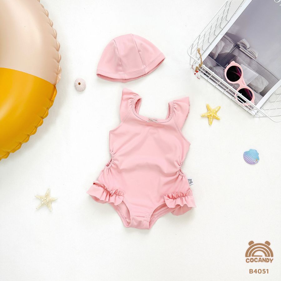 Bộ bơi cộc HỒNG TRƠN tay cánh tiên khoét eo_thumbnail_3