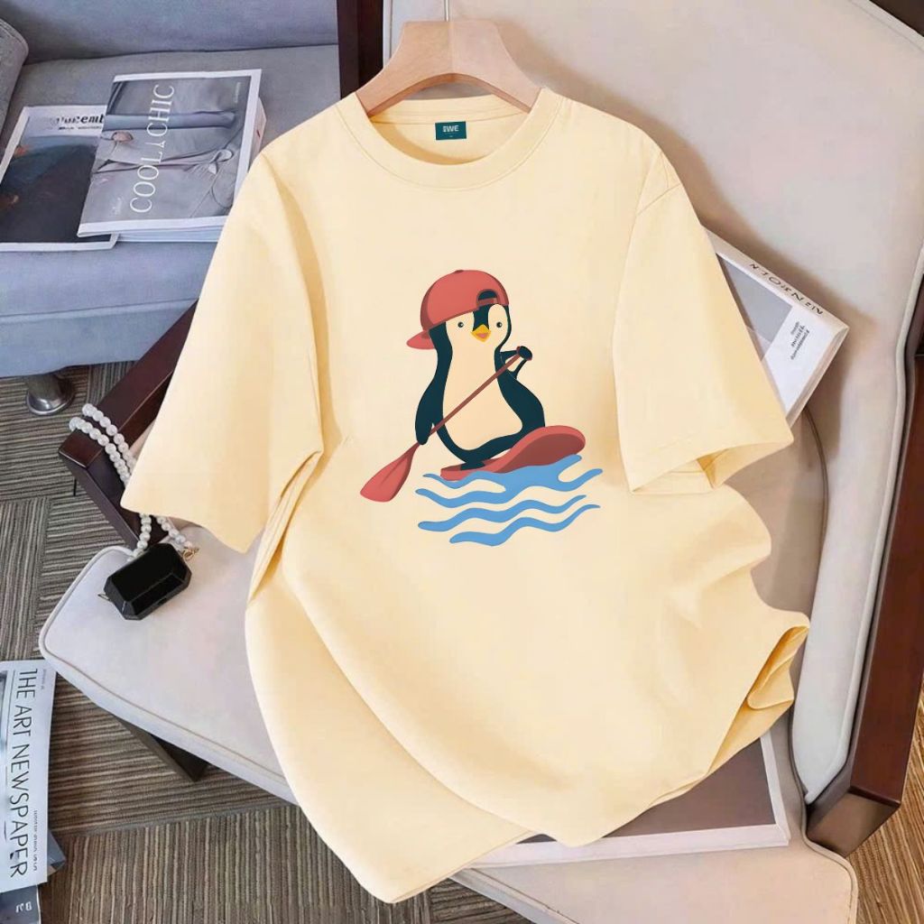 Áo thun unisex UX30-1183 chim cánh cụt lướt ván dáng oversized local brand WETEE_thumbnail_1