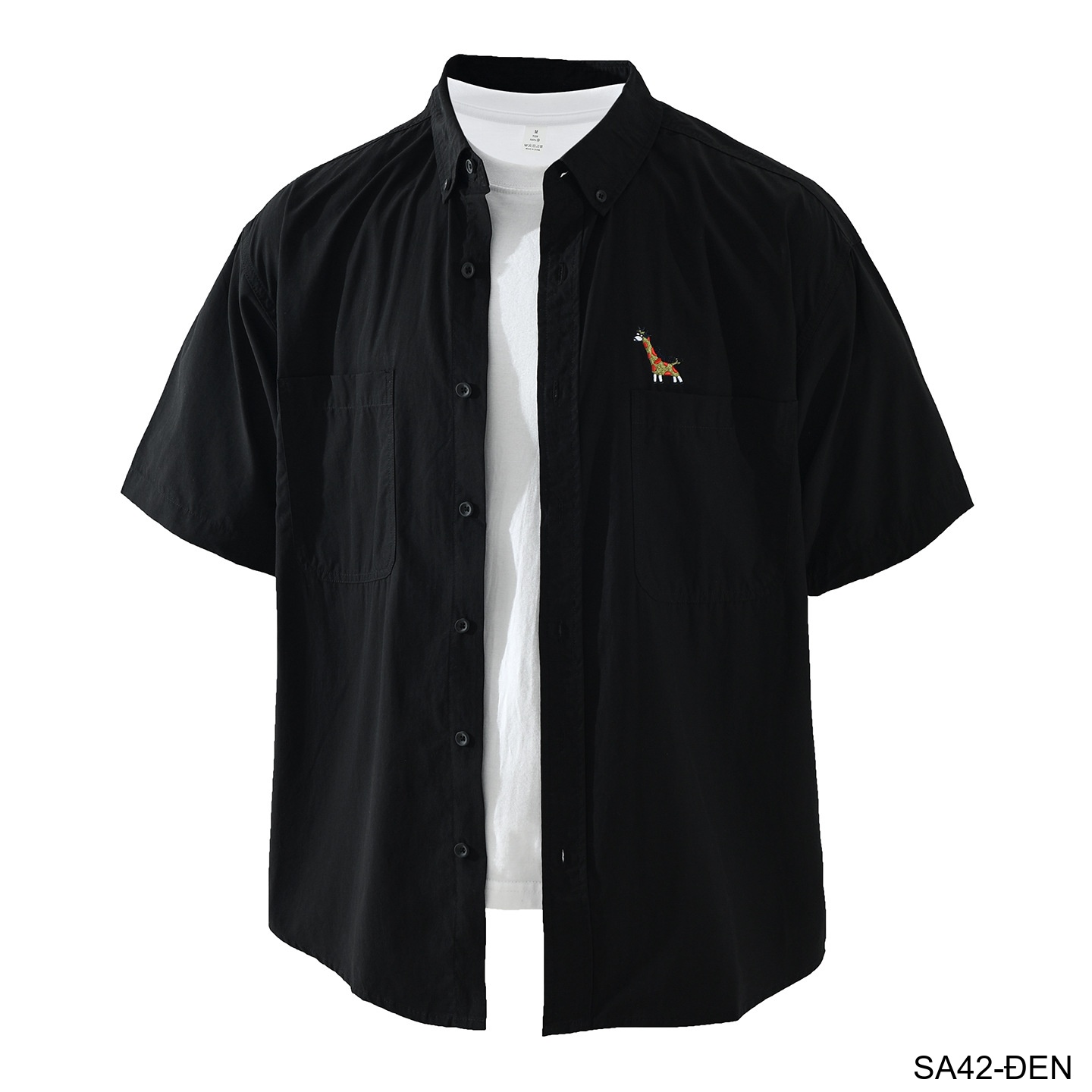 SA42 - Áo sơ mi nam ngắn tay phong cách Nhật, thêu hình hươu cao cổ, chất cotton thoáng mát_thumbnail_18