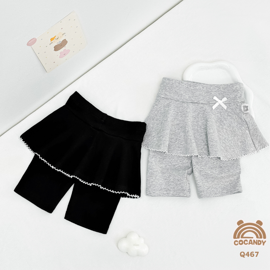 Quần váy legging lửng XÁM viền sóng phối nơ nhỏ_thumbnail_1