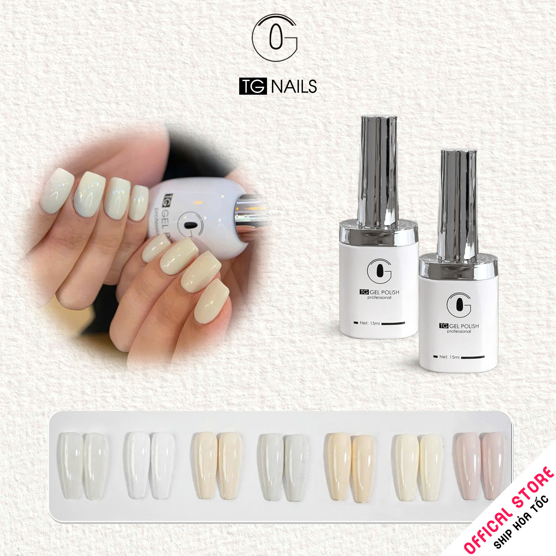 Sơn gel trắng TG cao cấp cọ tròn chai 15ml