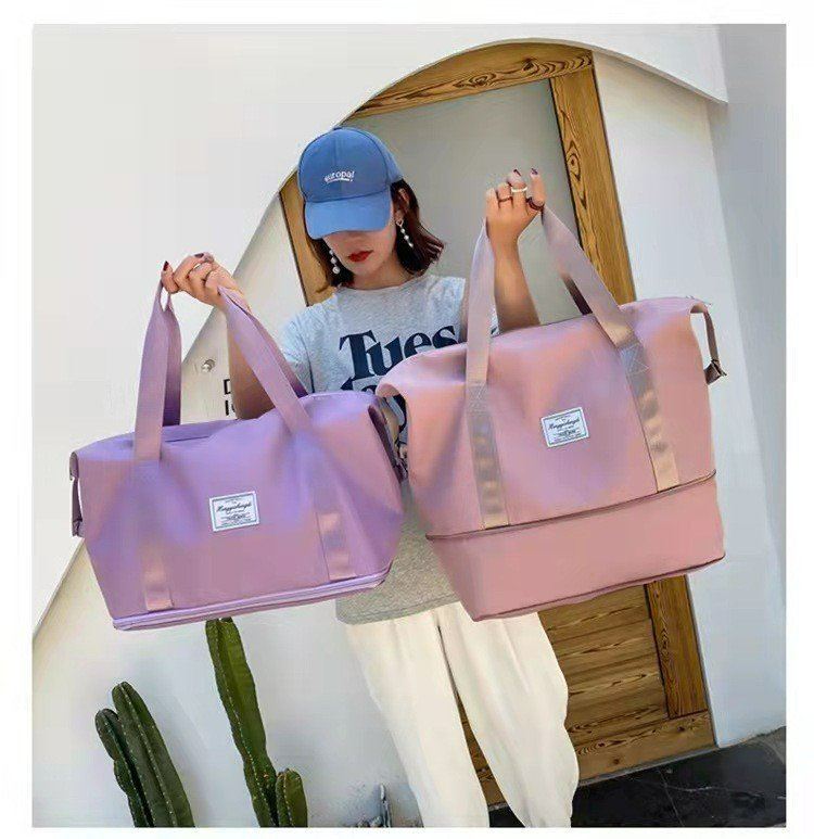 Túi du lịch 2 tầng vải nylon siêu dày chống thấm nước nhiều ngăn đựng size lớn màu trơn(TT-PO-2T)_thumbnail_4