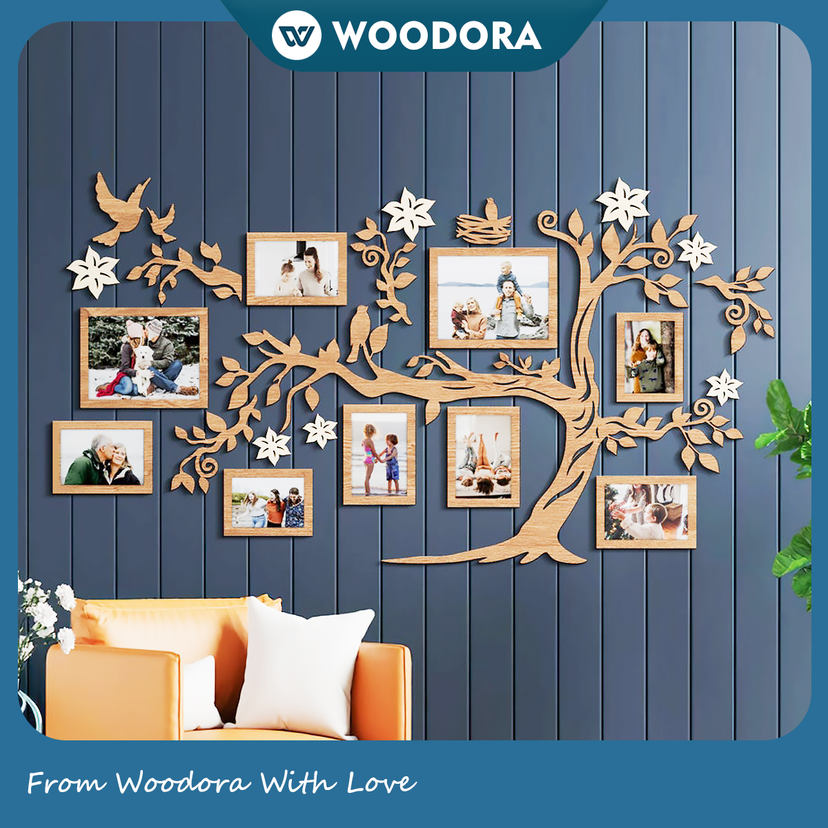 Khung Ảnh Gỗ - Cây Gia Đình (In Theo Yêu Cầu, Lưu Giữ Kỷ Niệm Ấm Áp)