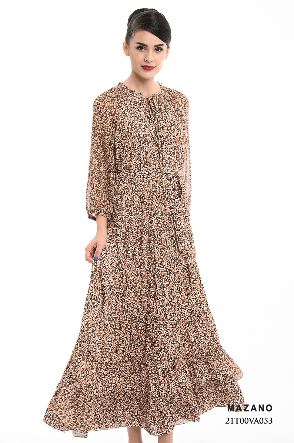 Đầm họa tiết bùng eo nhiều tầng_thumbnail_2