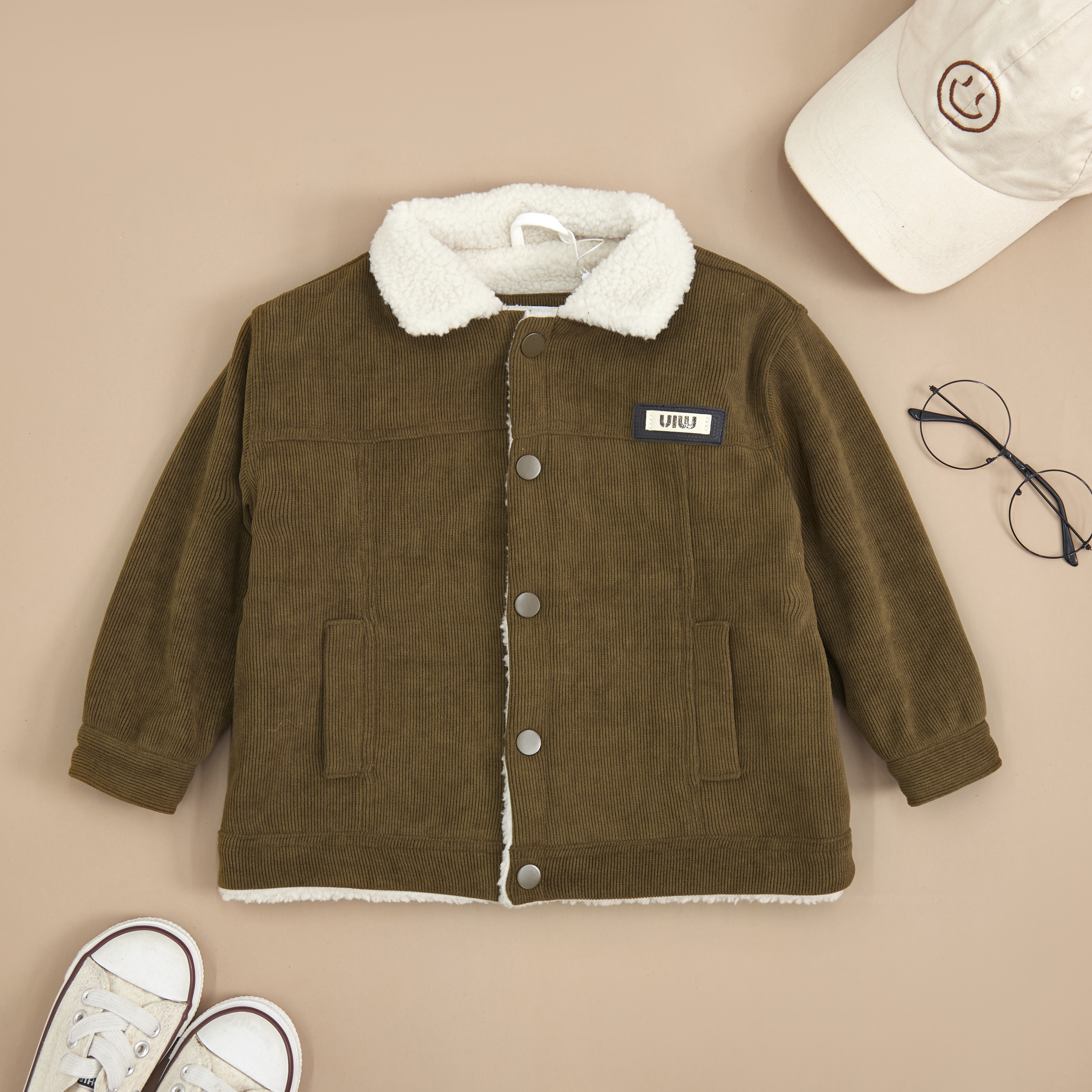 Áo khoác nhung lót lông cổ bẻ_thumbnail_0