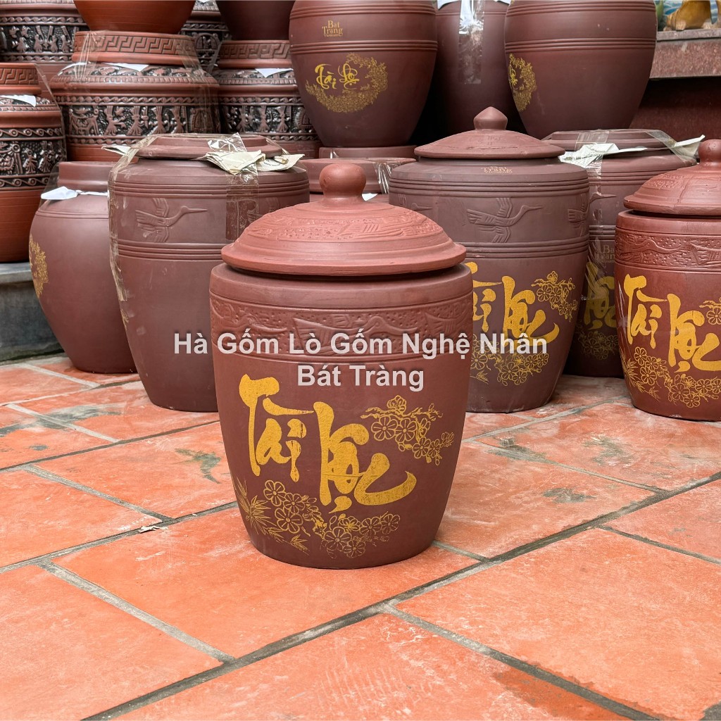 Hũ Gạo Loại 1 - Chum Gạo - Bình Đựng Gạo Sành Gốm Bát Tràng KHÔNG MEN 10kg 15kg 20kg Tài Lộc Hãng Kỹ_thumbnail_2