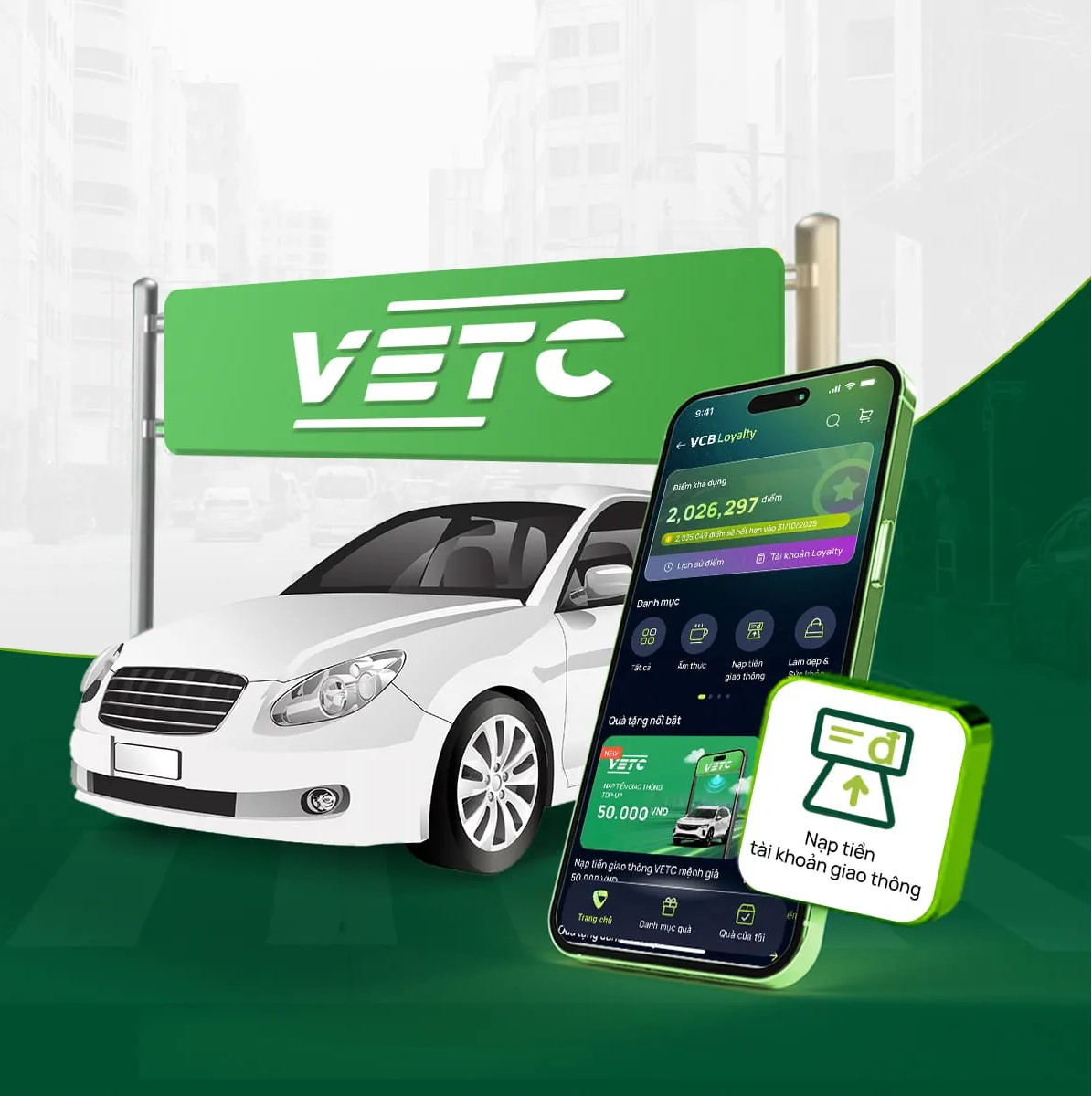 Thông báo dừng triển khai dịch vụ Nạp tiền tài khoản giao thông VETC trên VCB Digibank và quà tặng Nạp tiền giao thông VETC trên VCB Loyalty